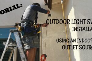 Tutorial - How to Install An Outdoor Light Switch | blowingawayoutwest.com - Ready to add lights to your backyard? Here's how to use an indoor outlet to create an outdoor light switch #addanelectricallightswitch #addanoutdoorlightswitch #howtooutdoorlighting #howtowirealightswitch