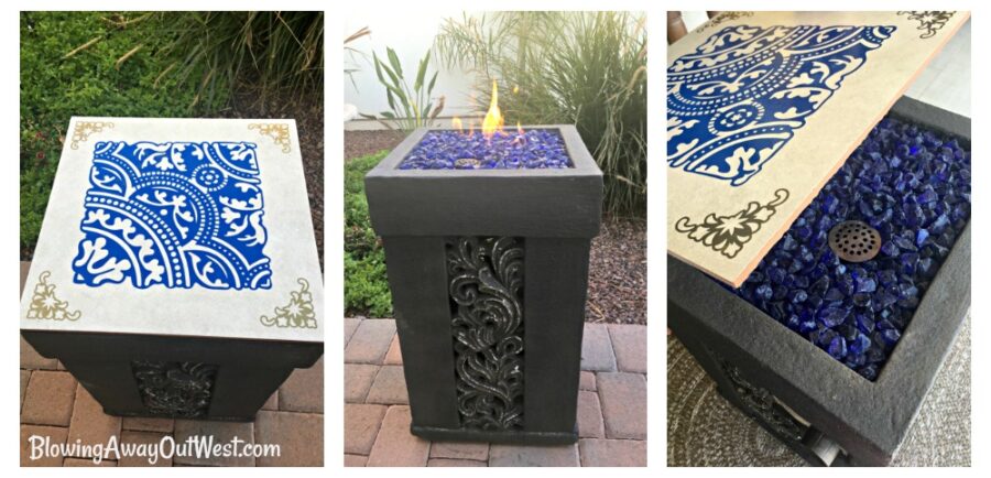 DIY Makeover: Patio Ring Gets New Life Thanks to My Cricut | blowingawayoutwest.com - How I used my Cricut to turn an old patio fire ring into a work of art #diyproject #diymakeover #recycledproject #cricutproject