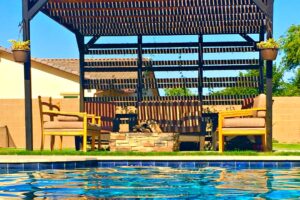 Tutorial: How to Build an Outdoor Pergola | blowingawayoutwest.com - How to build a Modern Pergola for your Yard. Step-by-step process. #diypergola #diycoveredporch #howtobuild #pergolatutorial
