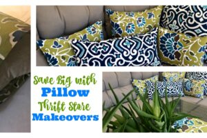 DIY Budget Pillow Covers| blowingawayoutwest.com - Save time and money with this pillow cover tutorial using thrift store finds! #pillowcover #diypillowcover #pillowcovertutorial #cheapthrowpillows #pillowpocket #diypillowenvelope