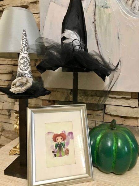 The Best Witch Hat Tutorial| blowingawayoutwest.com - The complete tutorial to make beautiful Witch Hat Decorations using fabric, paper and silk flowers. papercrafts #halloweenpapercraft #halloweenwitchhats#witchhats #witch #halloween #halloweendecor #halloweencraft