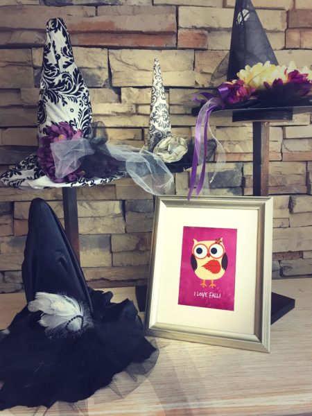 The Best Witch Hat Tutorial| blowingawayoutwest.com - The complete tutorial to make beautiful Witch Hat Decorations using fabric, paper and silk flowers. papercrafts #halloweenpapercraft #halloweenwitchhats#witchhats #witch #halloween #halloweendecor #halloweencraft