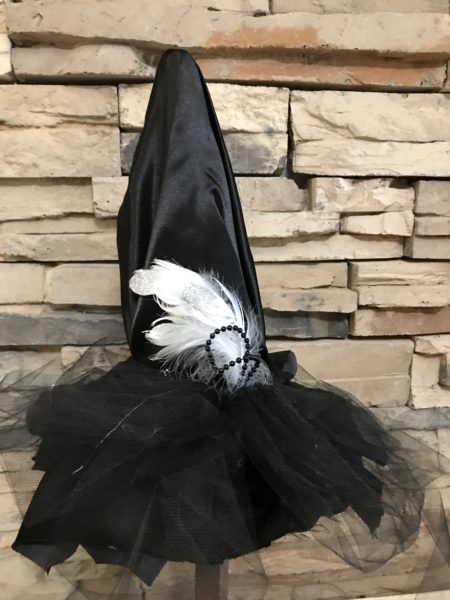 The Best Witch Hat Tutorial| blowingawayoutwest.com - The complete tutorial to make beautiful Witch Hat Decorations using fabric, paper and silk flowers. papercrafts #halloweenpapercraft #halloweenwitchhats#witchhats #witch #halloween #halloweendecor #halloweencraft
