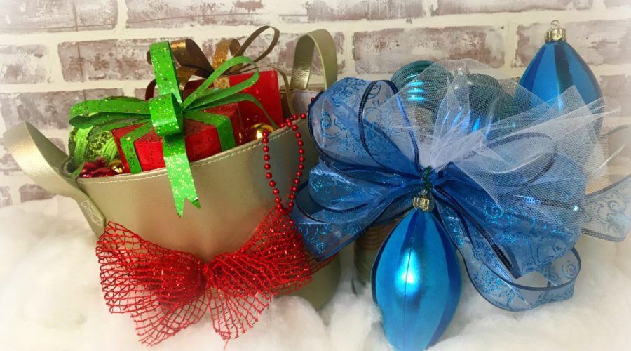 Dollar Store Christmas- Ornament Basket Vignettes