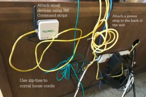 Cord Control : 4 Easy Hacks to Hide the Mess | blowingawayoutwest.com -Easy ways to hide Cords so they don't get in the way of your interior design #cordcontrol #howtohidecords #howtohidetvcords #homeimprovement #doityourself #howtoDIYprojects