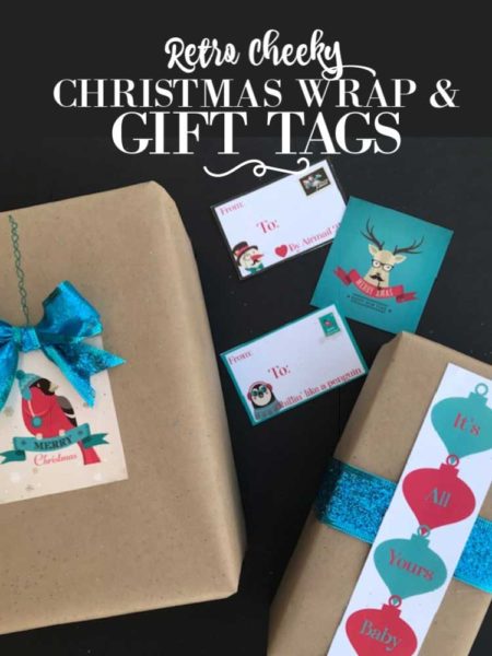 Cheeky Retro Christmas Wrapping Ideas and Wrapping Hacks | blowingawayoutwest.com - Christmas Wrapping Ideas and Hacks with Free Printable Tags #christmaswrappingideas #christmaswrapping #christmasgiftwrap#christmasretro#christmascheeky #freechristmastags #freechristmasprintables #12daysofChristmas #deckthehome #deckthehomebloghop #wrappinghacks #giftwrappinghacks