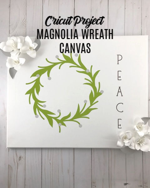 Magnolia Wreath Canvas.  DIY Magnolia Wreath Canvas Tutorial Using Your Cricut | craftingismytherapy.com -  #christmasdiy #christmasdiydecor #christmasroundup #christmasideas #christmasgames #christmascraft #christmaswreath #magnoliawreath #canvasart #DIYchristmas